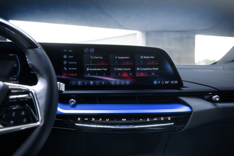 The 2026 OPTIQ-V Display Screen Displaying the V-Mode Settings | Jim Winter Cadillac in Jackson MI